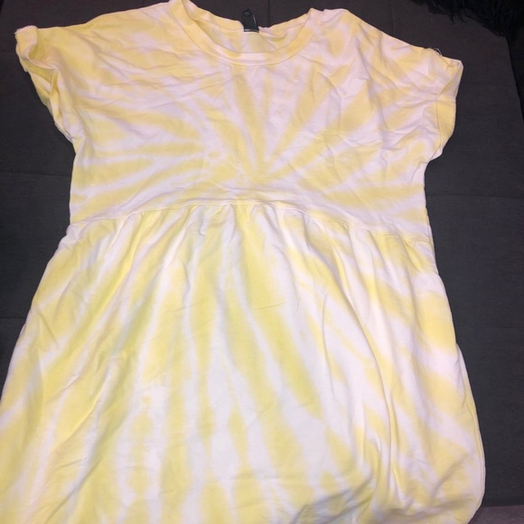 White and yellow tie dye dress